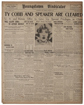 1927 Judge Landis Acquits Ty Cobb And Tris Speaker Of Gambling Newspaper